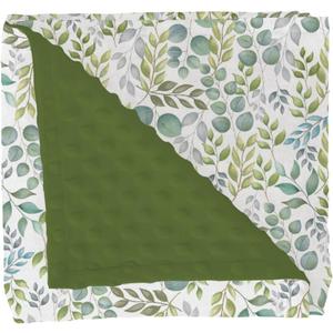 Greenery Leaves Branches Baby Blankets for Girl Boy Green Eucalyptus Leaves Soft Mink Dotted Backing Double Layer Swaddle Blanket Boho Leaf Plant Bed Throws for Newborn Infant Toddler Nursery 30x40