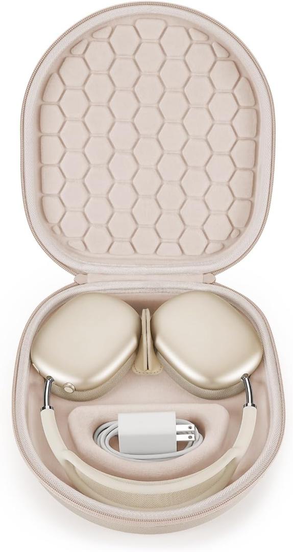 Smart Case for New Apple AirPods Max Supports Sleep Mode, Hard Organizer Portable Carry Travel Cover Storage Bag (Starlight)