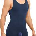 Mens Sleeveless Full Body Shaper Underwear Slimming Compression Bodysuit Shapewear Tummy Control Fajas Para Hombres (XL-2XL, Blue)
