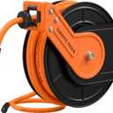 Giraffe Tools Retractable Air Hose Reel, 3/8" Hybrid Hose, Air Compressor Heavy Duty Steel Reel Auto Rewind 300PSI, Wall Mount, 25ft