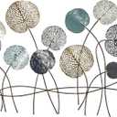 Deco 79 Metal Floral Home Wall Decor Cutout Wall Sculpture with Gold Foil Accents, Wall Art 38" x 1" x 29", Blue