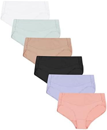 Hanes Women's Smoothing Microfiber No-Show Panties Pack, Moisture-Wicking, 6-Pack (Colors May Vary), Size Medium
