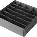 Underwear Organizer with Drawer Dividers, Foldable Fabric Dresser Closet Organizers Bins, Bedroom Cabinet Organization and Storage Box for Baby Clothes, Undies, TiesSock-Dark Grey (24 Cell)