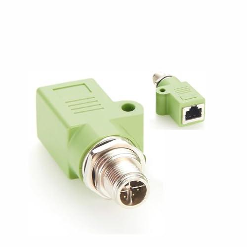 M12 to RJ45 Bulkhead Adapter Waterproof M12 X Code 8 Pin Male to RJ45 Jack Straight Ethernet Adapter Extension Green