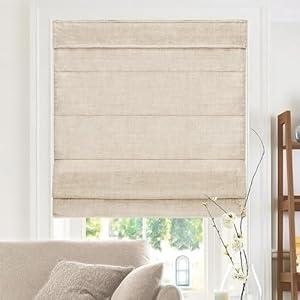 CHICOLOGY Roman Shades for Windows, Window Treatments, Roman Shades, Roman Window Shades, Room Darkening Shades, Window Shades, 40" W X 64" H, Belgian Flax (Privacy & Light Filtering)