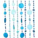 Novabright Capiz Shell Wind Chime for Outside Handmade Ocean Themed Shell Wind Chimes for Outdoors Coastal Nautical Decor for Patio Garden Porch Beach Themed Gift for Nature Lovers(Modern,Blue)