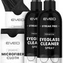 EVEO Eyeglass Cleaner Spray - Glasses Cleaner No Streaks Technology & Microfiber Cleaning Cloth - Glasses Cleaning Kit, Eye Glass Cleaners Spray Lens Cleaner - Screen & Eye Glasses Kit - 1 Pack
