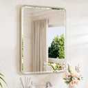 TETOTE Brushed Nickel Mirror for Bathroom 22 x 30 Beveled Edge Tempered Glass, Rounded Corner Rectangle Bathroom Mirror for Over Sink for Modern Bathroom, Living Room, Bedroom, Entryway