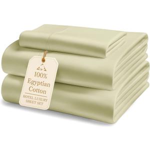 LANE LINEN Luxury 100% Egyptian Cotton Sheets Queen Size Bed Set, Eo Friendly Oeko-Tex Certified No Pill Fade Resistant Fully Elasticized Machine Washable Cotton Cooling Bed Sheet
