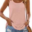 MEROKEETY Women's Summer Tank Top Casual Beach Vacation Sleeveless Spaghetti Strap Waffle Camisole Shirt (Pink, XL)