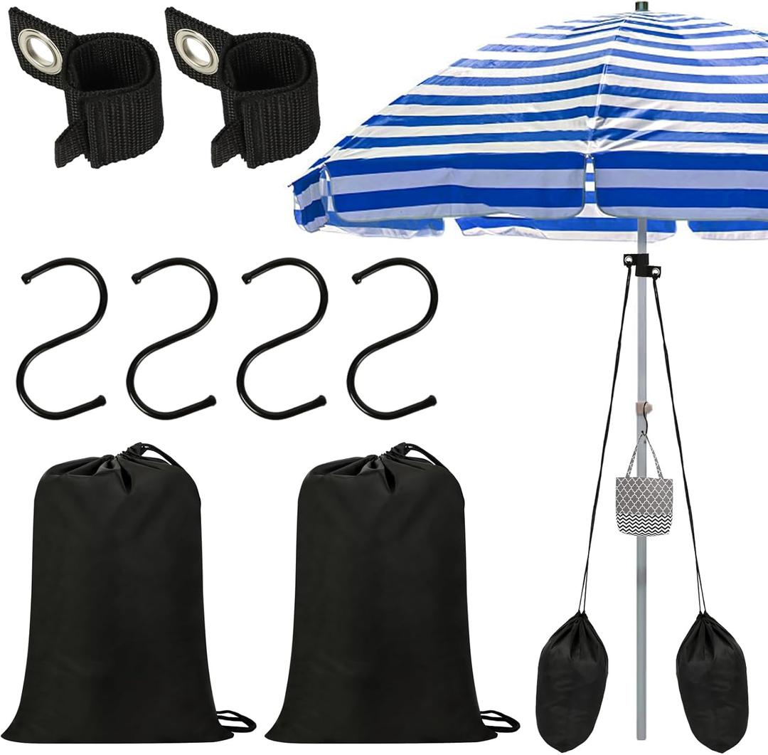 2 Pack Large Summer Beach Umbrella Sand Bags Portable Waterproof Canopy Weight Sandbag for Umbrella Legs Heavy Duty Sandbag Kits for Umbrella Base Instant Tent and Umbrella Weights
