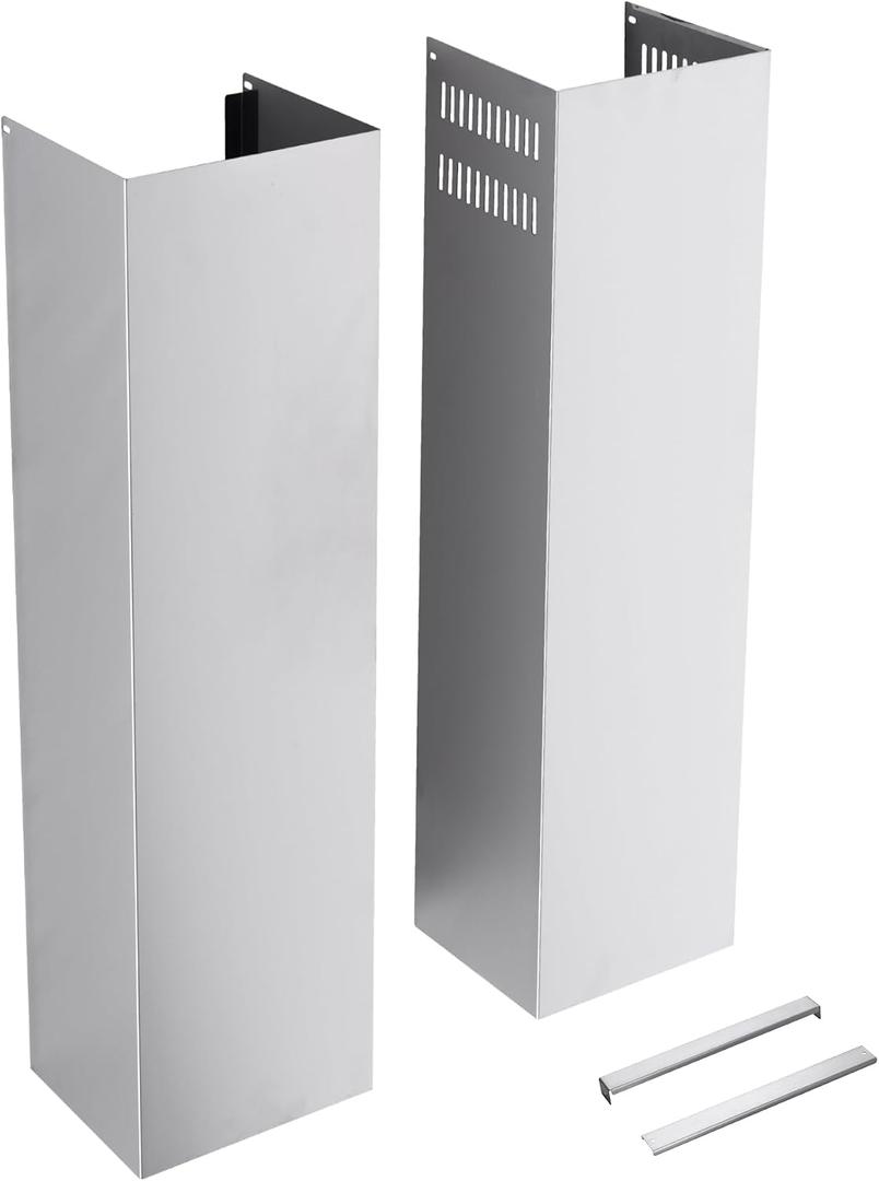 Wall Mount Range Hood Cover Extension Retractable Adjustable Kitchen Fan Chimney Vent Extender Duct Stainless Steel Upper and Lower 8 1/4"(W) x6. 7"(D) x 31 1/2~63"(H)