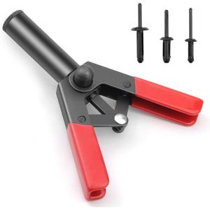 Mejiao Rivet Gun Set with 3 Sizes Nylon Blind Rivets, 30 Pieces, Hand Riveter Suitable for Automotive and More