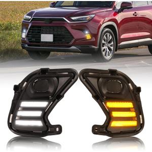 Vehicle Led Turn Signal Fog Lights Daytime running Lights Fit For 2024 2025 2026 Toyota Grand Highlander LE XLE SE Limited fog Lights assmbly (2024+Grand-Highlander-Drl)