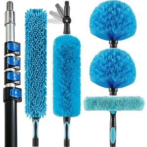 25 Foot High Ceiling Fan, Cobweb Duster with 6-18ft Extension Pole
Extendable, Reusable Feather, Window Cleaning Squeegee Kit
