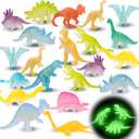 48Pcs Glow in Dark Mini Dinosaur Figures Kids Easter Egg Fillers Basket School Birthday Party Favors Supplies Dino Cupcake Toppers Pinata Goodie Bags Stuffers Classroom Prizes Carnival Bulk Toy Gift