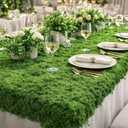 Fake Moss Table Runner for Crafts 19.68×78.74 inch Artificial Moss Sheet Roll Waterproof Carpet Blanket for Wall Roof Garden Wedding Birthday Party Table Decoration (Green)