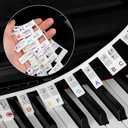 Removable Piano Keyboard Note Labels, 88 Keys for Beginners Note Guides, Made of Silicone, No Need Stickers, Reusable