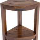 ALA Teak Corner Teak Wood Bath Spa Shower Stool Corner Table Bench Stool Fully Assembled Brown, Medium