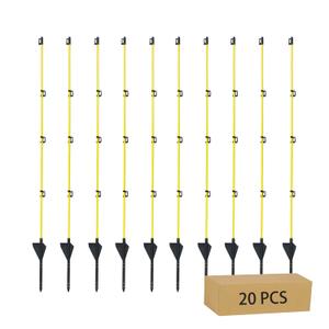45 inch Electric Fence Posts Step in Fiberglass Insulated Plastic Electric Fence with Post, Electric Fence Stakes for Dogs, 20 Pack