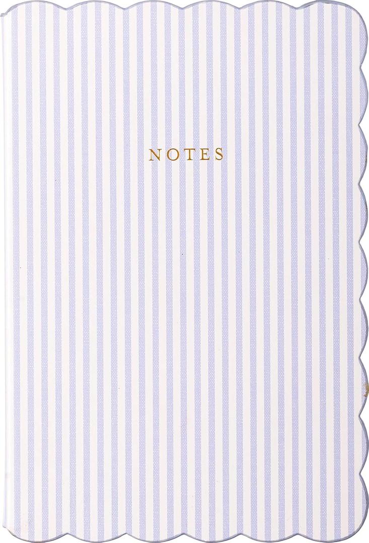 Laura Ashley English Garden Journal  6x8 Inch Hardcover Notebook with Scalloped Edge, 256 Lined Pages, Gilded Edges, Faux Leather Covers (Striped)