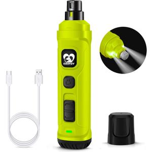 Casfuy Dog Nail Grinder with 2 LED Light - New Version 2-Speed Powerful Electric Pet Nail Trimmer Professional Quiet Painless Paws Grooming & Smoothing for Small Medium Large Dogs(Green)