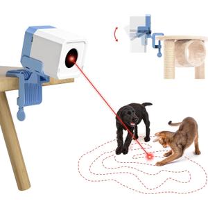 Potaroma Truly Random Cat Laser Toys, No Knock-Over Clamp, Automatic Chargeable Interactive Kitten Toy Indoor Exercise for All Breeds, Light Blue White