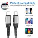 Durcord 2Pack 10ft USB C Charger Cable - 100W Fast Charging for Android/Phone/Pad, Type C to Type C Compatible with iPhone 17/16/15 Pro Plus Max Silver