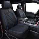 Aierxuan Car Seat Covers Full Set with Waterproof Leather, Automotive Vehicle Cushion Cover for Cars SUV Pick-up Truck Fit for 2009 to 2025 Ford F150 and 2017 to 2025 F250 F350 F450 (Black-Blue)