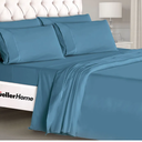 Mueller UltraTemp 6 PC Queen Sheet Set - Ultra-Soft Luxury Series, Cooling & Breathable Hotel Luxury Bed Sheets, Deep Pocket Wrinkle-Free Oeko-TEX, Denim