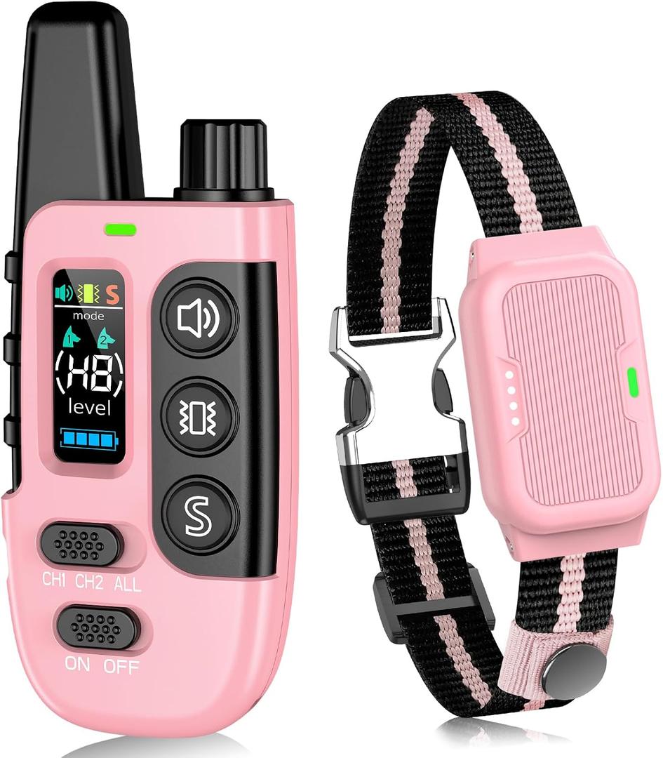Shock Collar for Dogs, IP67 Waterproof Dog Training Collar with Remote Control, 3 Modes: Beep, Vibration, Safe Static, Rechargeable Adjustable for 15-110lbs Medium Large Dogs