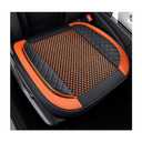 Ziciner Car Seat Bottom Cover Pad, 24.4"×21.7" Leather Vehicle Seat Protector Mat with Pocket, Auto Front Seat Button Cushion Pad, Universal Interior Decor Car Accessories (Knitting, Black+Orange)