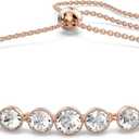 Swarovski Emily Tennis Bracelet Jewelry Collection, Clear Crystals, Blue Crystals, Pink Crystals (Clear Crystals - Rose Gold Tone Finish)