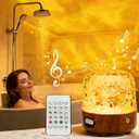 Spa-Like Shower Lamp, Bluetooth Speaker Waterproof Lamp, Rechargeable Lumena Lamp with Remote & Touch Control, 16 Colors Ocean Wave Projector Light with White Noise for Shower, Bathroom, Bathtub (Wood Grain)