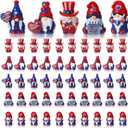 60 Pcs 4th of July Mini Gnomes Figurines Tiny Gnome Figures Independence Day Patriotic Mini Resin Gnomes Memorial Day Decor for Desktop Moss Landscape Cake Decor Party Favors