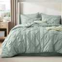Bedsure King Size Comforter Set Sage Green - Bed in a Bag King Size 7 Pieces, GentleSoft Pintuck Bed Set Gift for Family, Pinch Pleat Sage Green Comforter with Sheets, Pillowcases & Shams