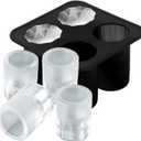 Silicone Shot Glass Ice Molds/Trays for Freezer with 4 Cavities, Reusable Whiskey Glass Ice Cubes, Holds 1oz Each, 1.3 Inch
