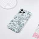 Compatible with iPhone 16 Pro MaxCase Vintage Green Floral Pattern, Cute Trendy Soft TPU Silicone Shockproof Full Camera Protection Cover Designed for Women Girls Boy Men Aesthetic (Green)