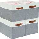 DECOMOMO Kallax Storage Cubes - 13x15x13 Storage Bins, Baskets for Organizing Shelves (Grey and White, 4-Pack)