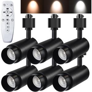 12W Zoomable LED Track Lighting Heads, 2700-6500k Adjustable H Type Track Light 15-60 Beam Angle Dimmable Bright Ceiling Spotlight Fixtures for Accent Task Wall Art Exhibition(6 Pack)