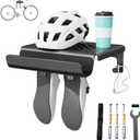 Bike Wall Mount Rack Indoor Bike Storage Garage Bike Rack Wall Mount with Shelf and Hooks Store Your Helmet and Shoes for a Single Road, Mountain or Other Bicycle (Universal Size)