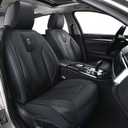 Leather Front Seat Covers, Waterproof Seat Cover for Cars 2 PCS, Luxury Leatherette Car Seat Cushion, Front Protectors Automotive Seat Covers for Sedan SUV Pick-up Truck, Black