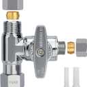 Brass Angle Stop Add-A-Tee Valve, 3/8 x 3/8 x 1/4 Compression Tee Valve,Feed Water Adapter for Refrigerators, Ice maker, Reverse Osmosis,RO Water Filter Systems, 3 Way Diverter Water Line Splitter