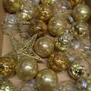 Gejoy 25 Pcs Christmas Ornaments Set Christmas Ball Ornaments with Star Tree Topper Hanging Xmas Tree Decorations with 24 Pcs 2.4 Inch Balls 1 Pack 6 Inch Star Treetop for Home Decor(Champagne Gold)