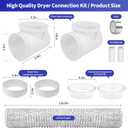Dryer Vent Connector Kit Double 90 Degree Dryer Vent Elbow + Dryer Vent Hose, Dryer Duct Connector for 4 Inch Tubes, Clothes Dryer Vent Connector Elbow Kit Easy to Clean & Connect in Narrow Spaces