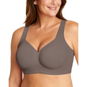 OEAK Womens Wireless Jelly Bra Plus Size Supportive Seamless Bras Full Coverage Push Up Comfortable No Underwire Tshirt Bras (Gray, L)