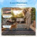 MontVoo Outdoor Rug Carpet Waterproof-Patio Rug Mat 5x8 Reversible RV Outdoor Camping Rugs Picnic Beach Mats Plastic Straw Outside Rugs for Balcony Porch Pool Deck Boho Patio Decor