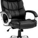 BestOffice Office Chair Cheap Desk Chair Ergonomic Computer Chair with Lumbar Support Arms Headrest PU Leather Modern Rolling Swivel Executive Chair for Back Pain Women Men Adults,Black