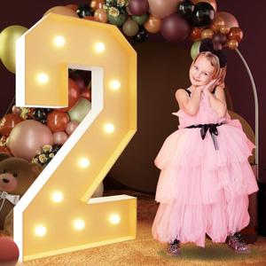 imprsv 4FT Marquee Numbers, Light Up Numbers for 21st Birthday Decorations, Marquee Light up Letters Anniversary Party Decor, Mosaic Numbers for Balloons Number 2, Pre-Cut Foam Board Kit