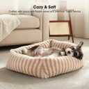 MIXJOY Dog Bed for Medium Small Size Dog, Washable Medium Dogs Bed with Removable Cover, Rectangle Doggy Ded Fluffy Plush Faux Fur Pet Bed with Anti-Slip Bottom, 25"x21"x7", Beige